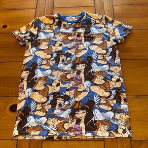 Cakeworthy Disney Hercules All Over Print Ringer TShirt Womens Medium AOP Megara